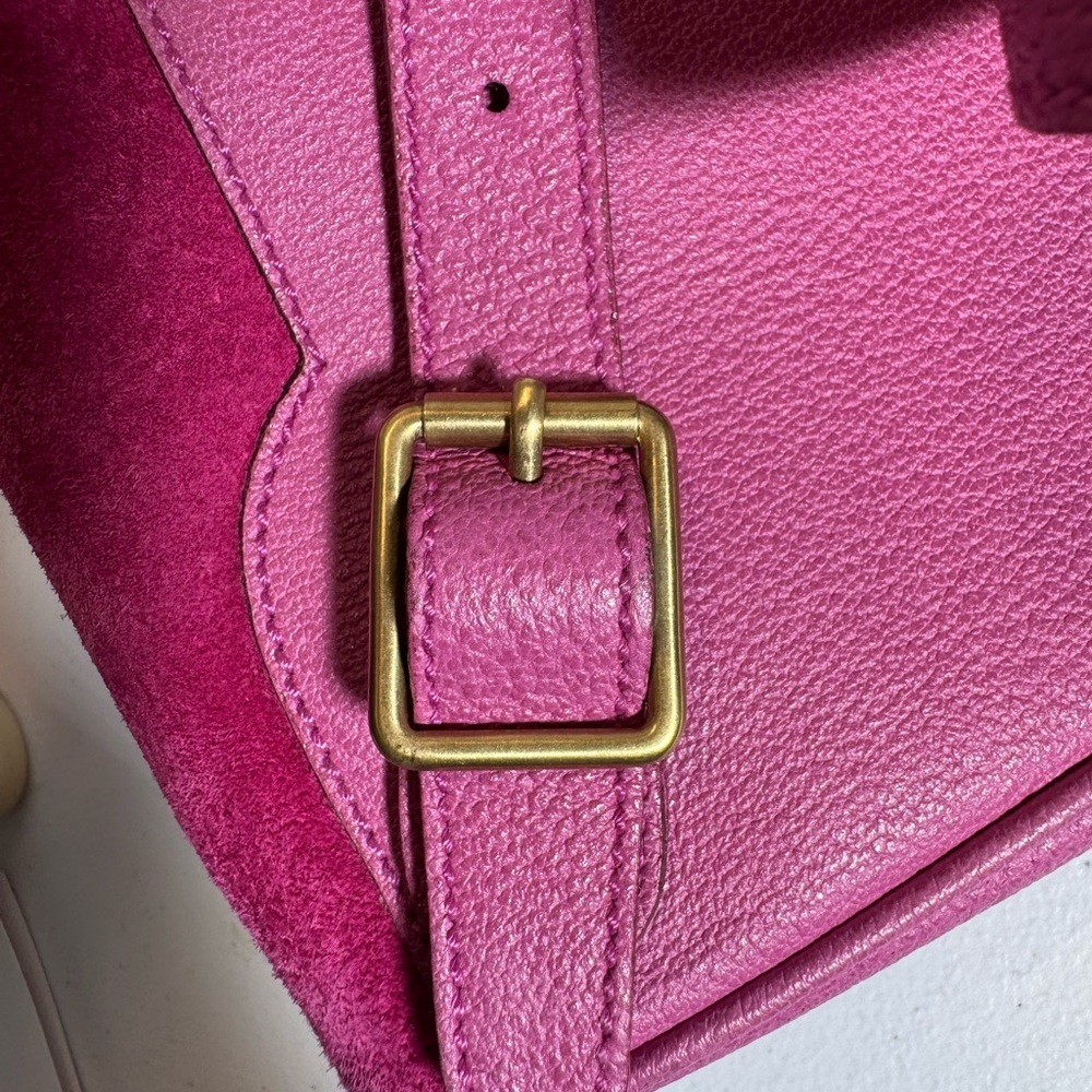 Pink Suede Gucci Bamboo Backpack - Picture 14 of 16